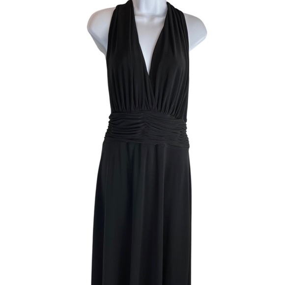 Evan Picone V Cut Halter Black Fit Flare Dress Size 12 - Picture 5 of 5